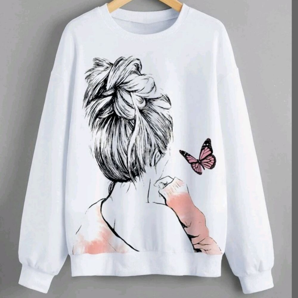 Messy Bun Black & White Graphic Sweatshirt
